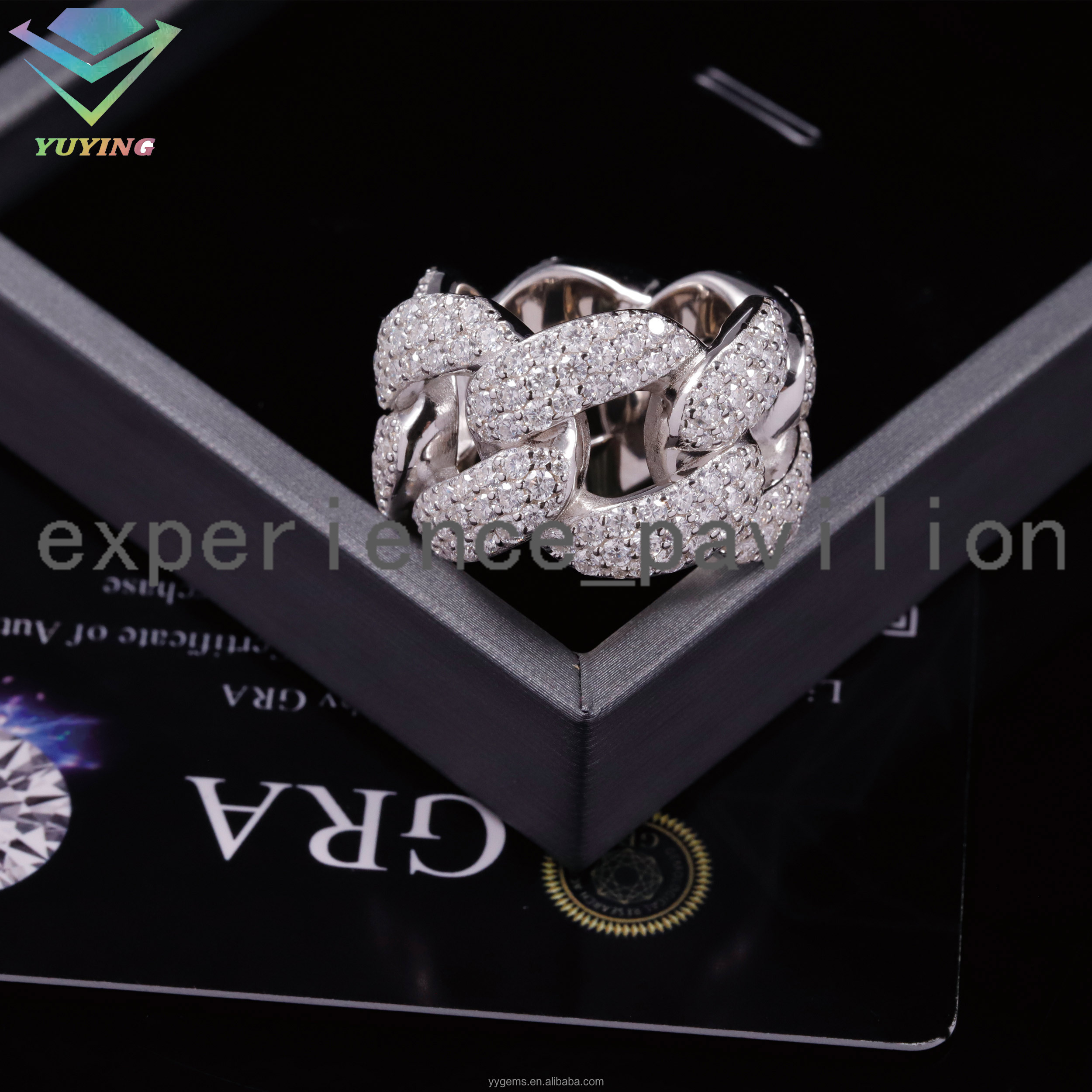 Heavy Iced Out Mossanite Ring Fine Jewelry 925 Sterling Silver Hip Hop Ring for Men Women VVS Moissanite Diamond Cuban Ring