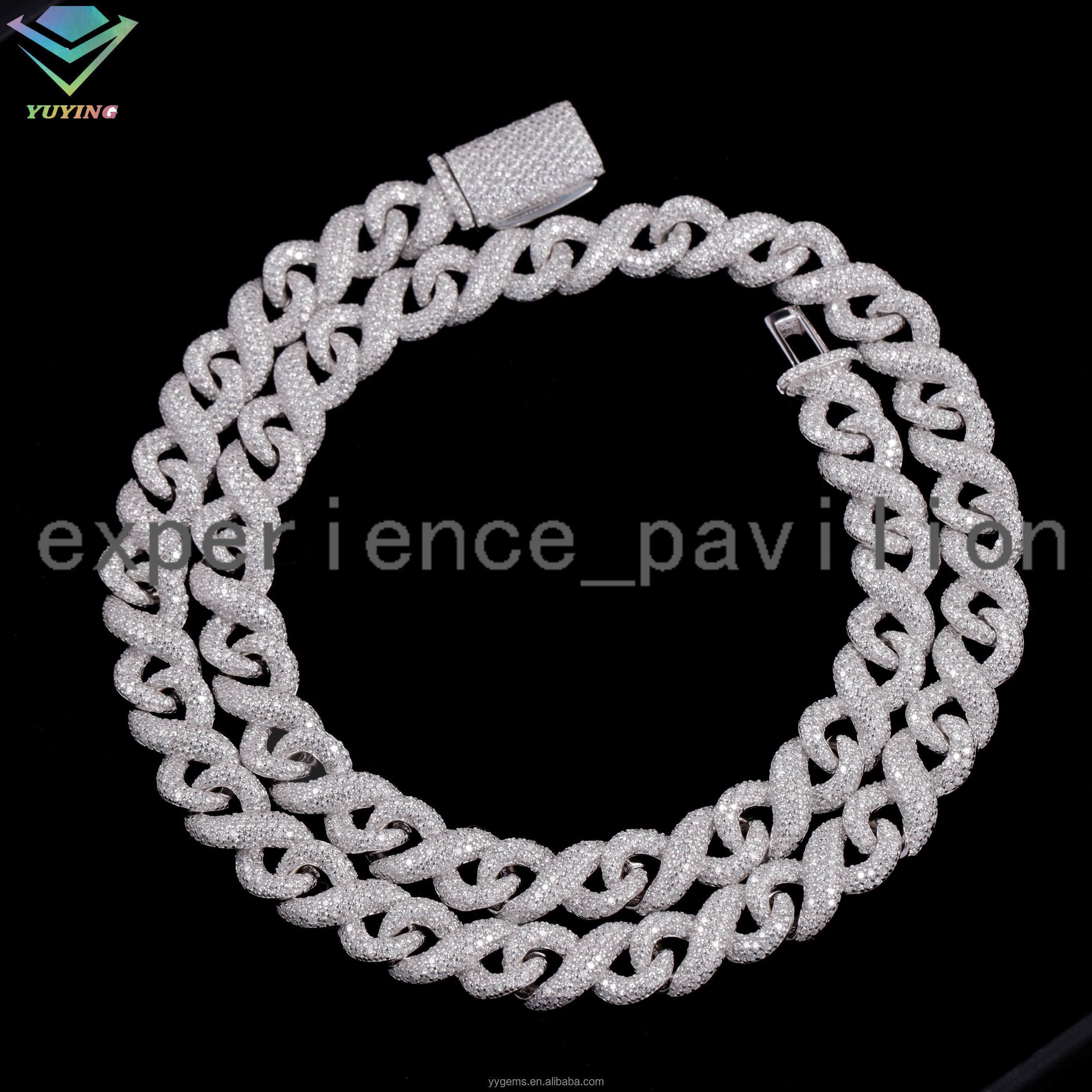 Nouveau design Infinity Cuban Link Chain Fine Bijoux 10 mm S925 Silver VVS Collier de chaîne cubaine de diamant Moisanite pour hommes femmes
