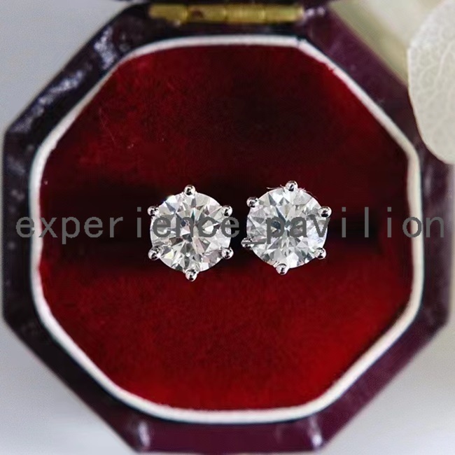 Classic 6 Prongs 0.5Ct Excellent CVD rond / HPHT Lab Lab Grown Diamond 18k White Gold Women Stud Fine Bijoux Oreilles