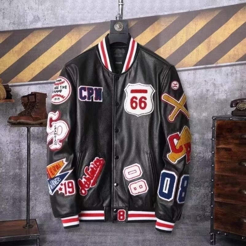 Street Letter Flocking ed Jacket And Coat Men Y2K Harajuku Hip Hop Spliced Motorcycle Baseball Uniform 250814