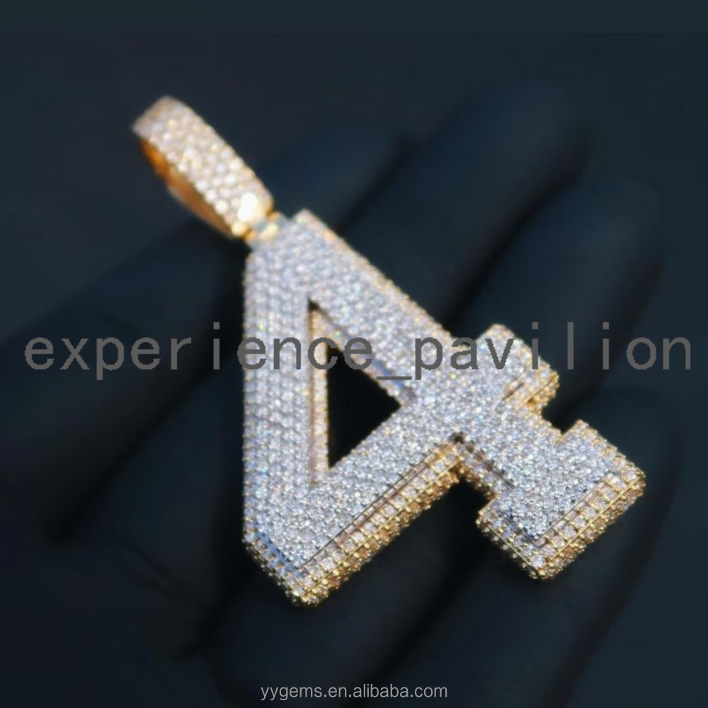 Custom 18K Gold Plated Hip Hop Jewelry VVS Moissanite Diamond Number Pendant for Rapper Necklace Fashion Pendants Charms