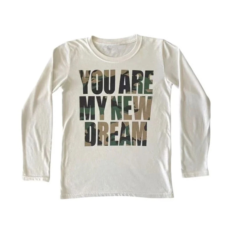 Camouflage retro letter pattern long sleeve T-shirt slim punk Y2K tops versatile high street urban Harajuku rock womens T-shirt 250818