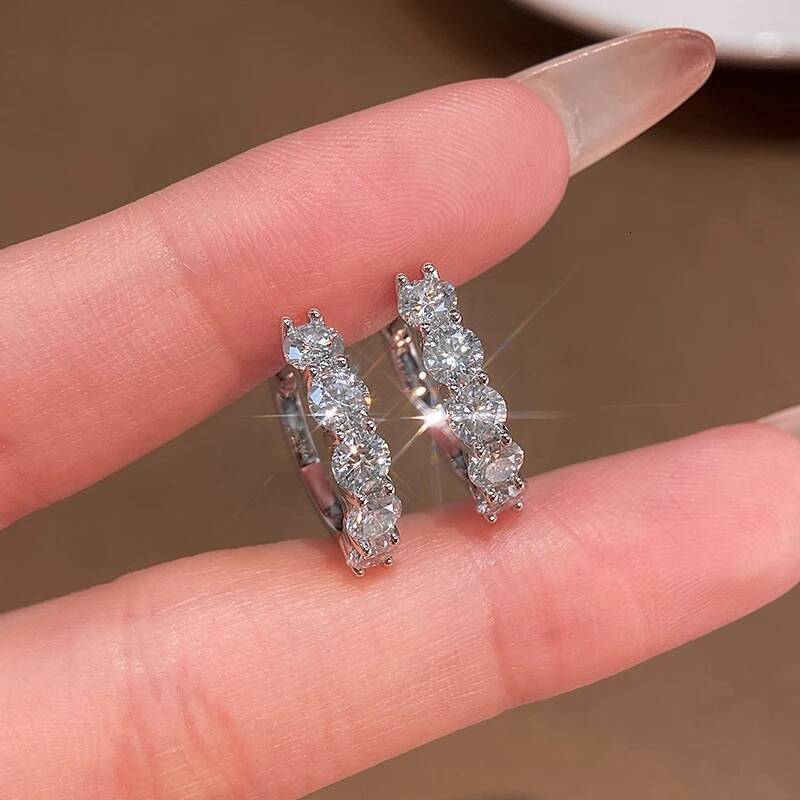 KNB Gorgeous Certified Moissanite Diamond Hoop Earrings For Women Real 925 Sterling Silver Gold Color Shiny Top Quality Jewelry