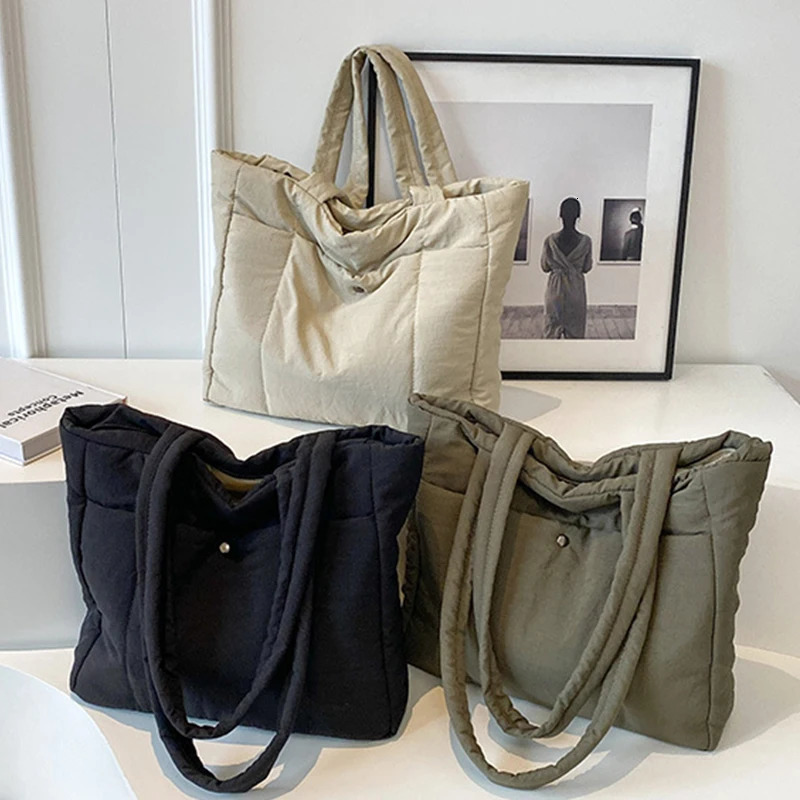 Soft Shoulder Bag For Women Cloth Solid Color Female Handbags Large Capacity Tote Bags Shopping 250814