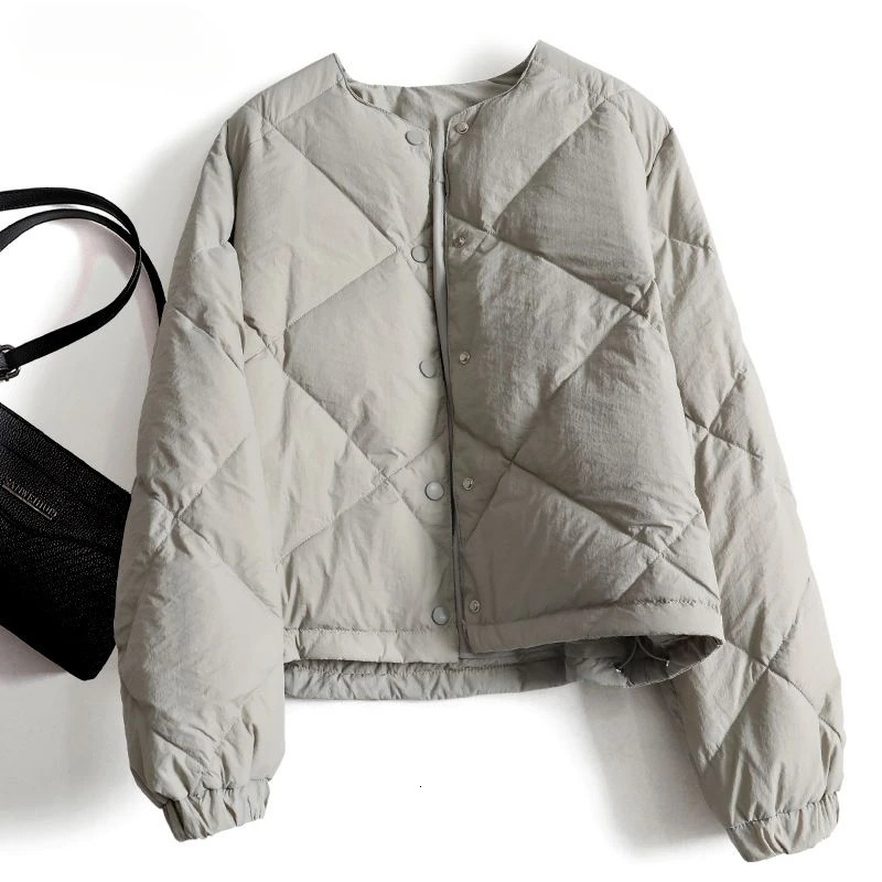 Diamond Solid Casual Thick Long Sleeve Loose ONeck Single Breasted Womens Jacket Coat Korean Fashion Jackets For Women Winter 250820