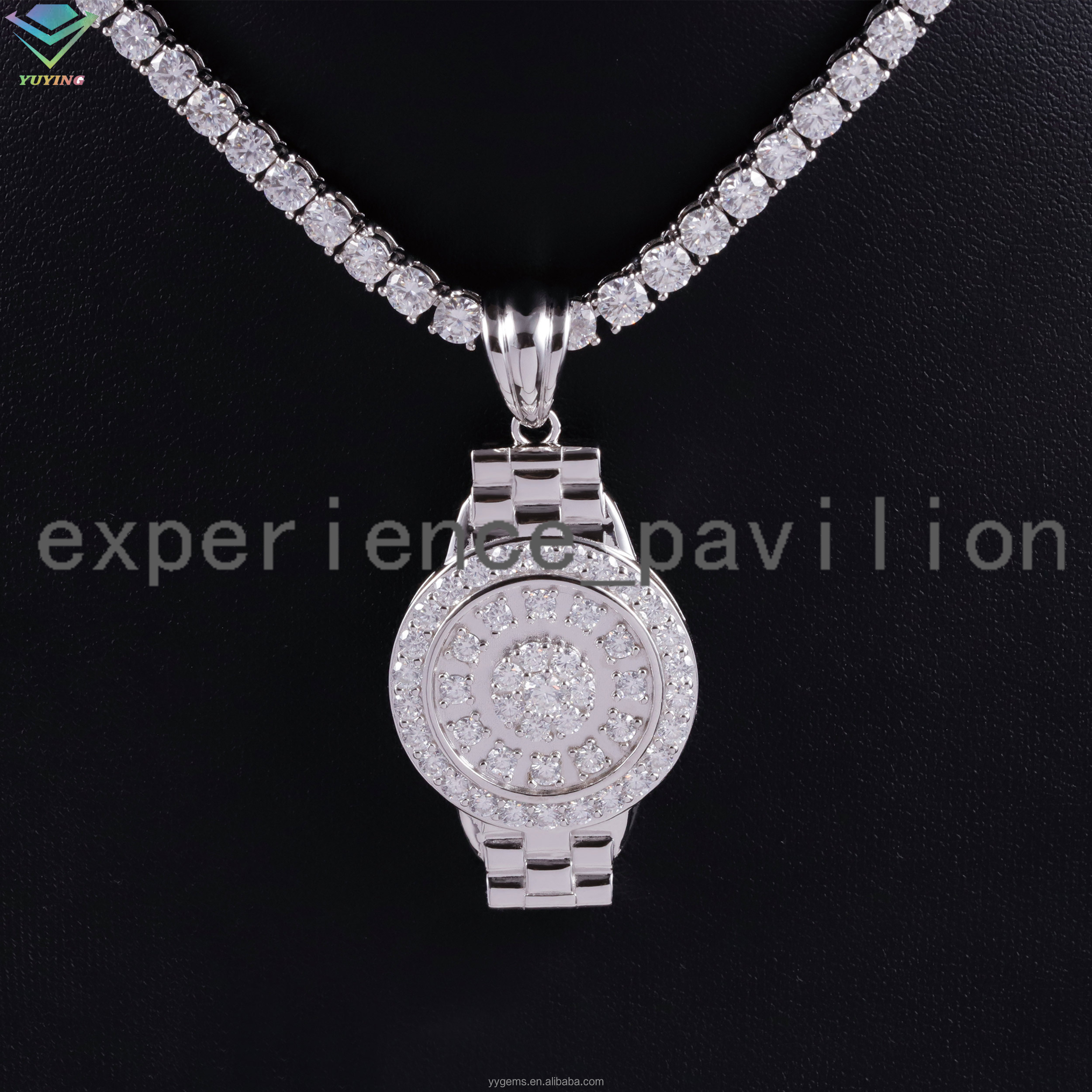 Watch Pendant S925 Silver with Iced Out Moissanite Hip Hop 18k Gold Plated Rapper Charms Cuban Pendant