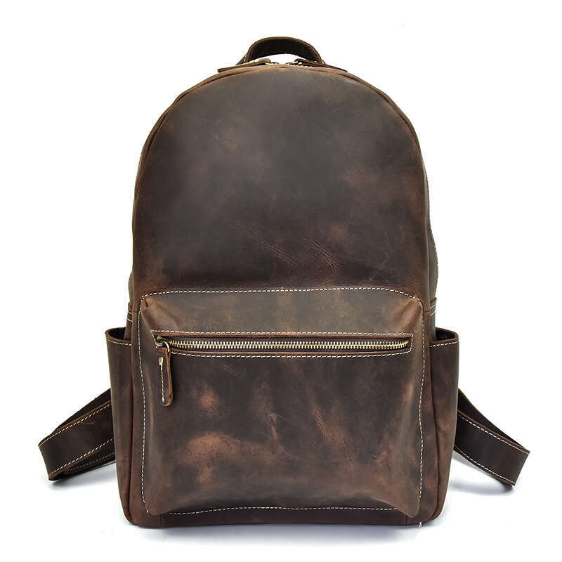 New Crazy Horse Simple Genuine Leather Wear-resistant Casual Outdoor Backpack Men's Bag