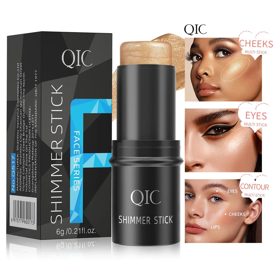 Creamy Glitter Highlighter Bronzer Contour Stick - Face Blush Shimmer Powder Makeup Cosmetic for a Radiant Finish 250811