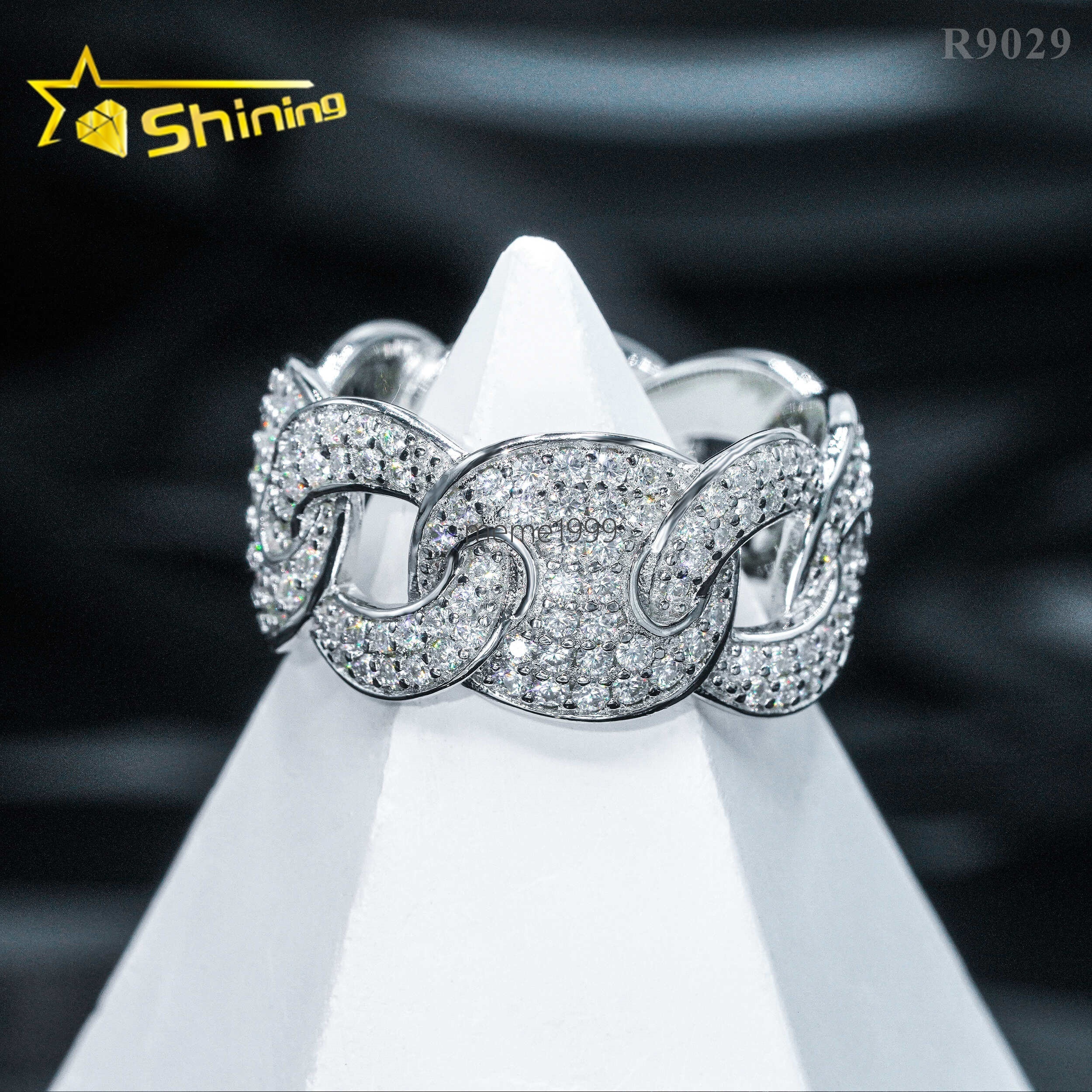 Pass Diamond Tester Iced Out Hip Hop 925 Sterling Silver Luxury VVS Moissanite Men Ring