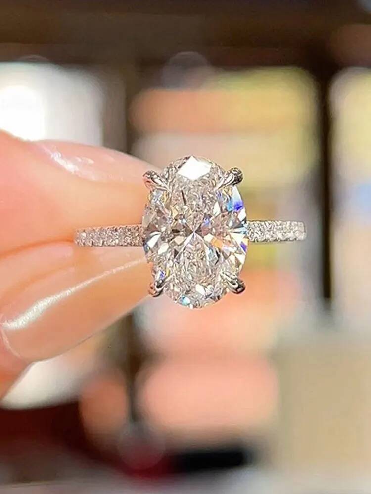 KNB 925 Sterling Silve Zirconia Gorgeous Shiny 1-5CT Oval Stone Ring For Women Engagement Wedding Luxury Fine Jewelry