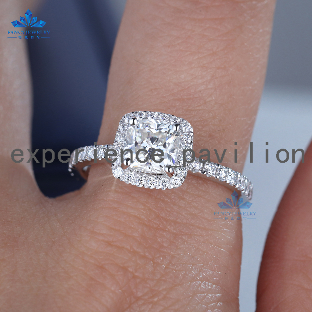Fancy 925 Sterling Silver 1CT Cushion Cut Halo Moissanite Ring for Women for Wedding Parties or Gifts