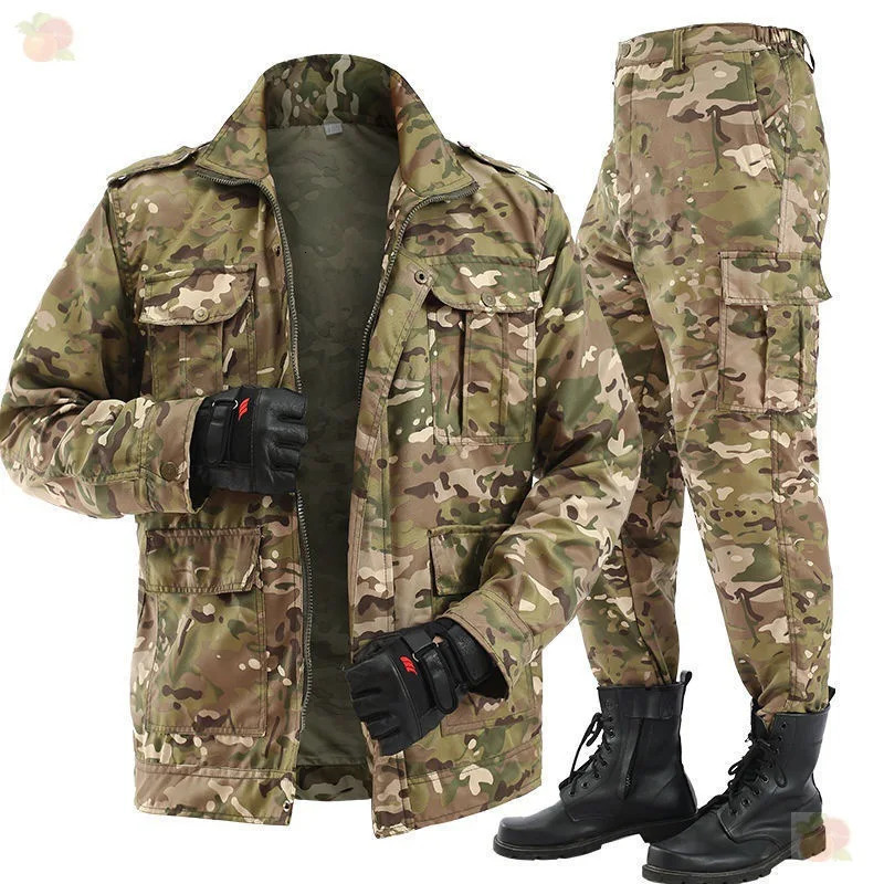 Wear-resistant camouflage suit for men and womens work clothes Spring and autumn thickened labor protection clothing dirt resi250820