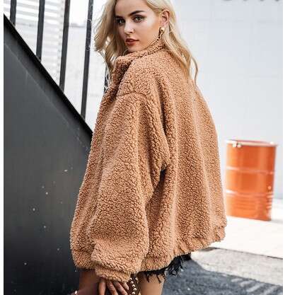 Autumn Winter Faux Fur Coat Women 2025 Khaki Casual Warm Soft Zipper Fur Jacket Plush Overcoat Pocket Teddy Coat Female Jacket