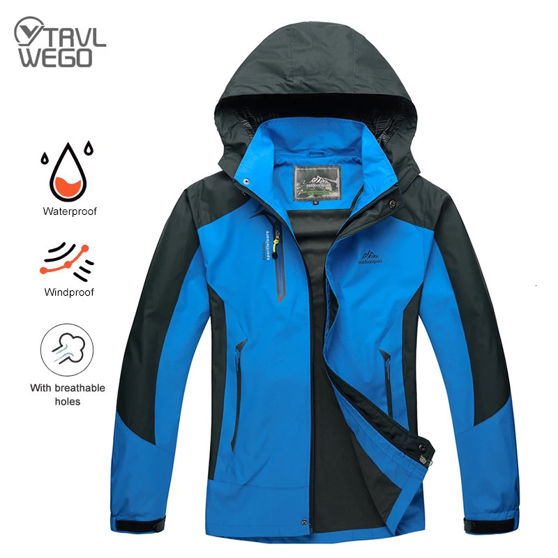 TRVLWEGO Camping Hiking Jacket Men Autumn Outdoor Sports Coats Climbing Trekking Windbreaker Travel Waterproof Jackets Black250813