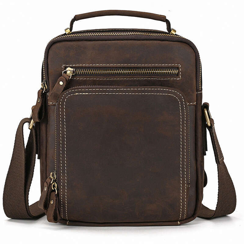 New Crazy Horse Leather Men's Shoulder Multi-Functional Crossbody Bag Fashion Handbag