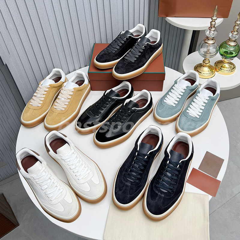 Italie Chaussures Mentilles Designer Womens Sneakers Tennis Walk Deerskin Sneakers Flats chaussures en cuir blanc noir en daim et vente venteux