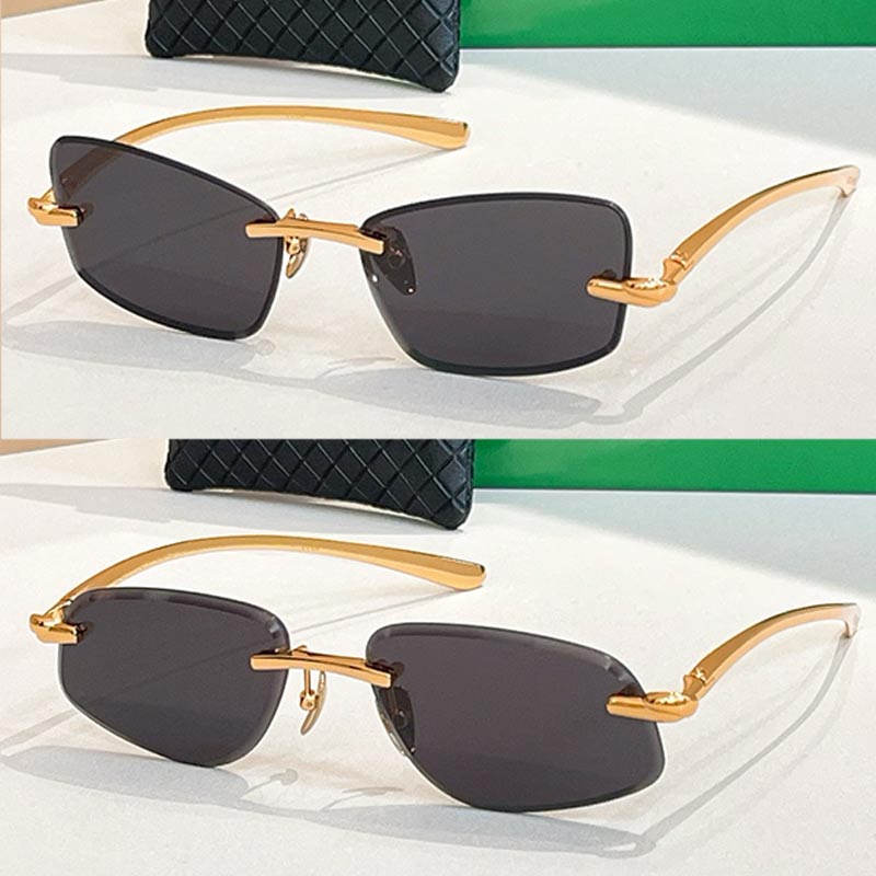 Luxury designer frameless sunglasses BV1695 sunglasses for women metal temple black lenses UV400 casual mens eyewear top quality BV1694LS