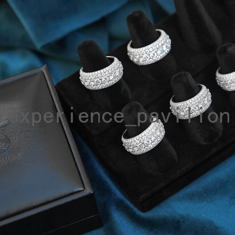 Full Diamond Moissanite Diamond Cuban Ring S925 Silver Iced Out D Color VVS Diamond Full Circle Round Hip Ring for Men