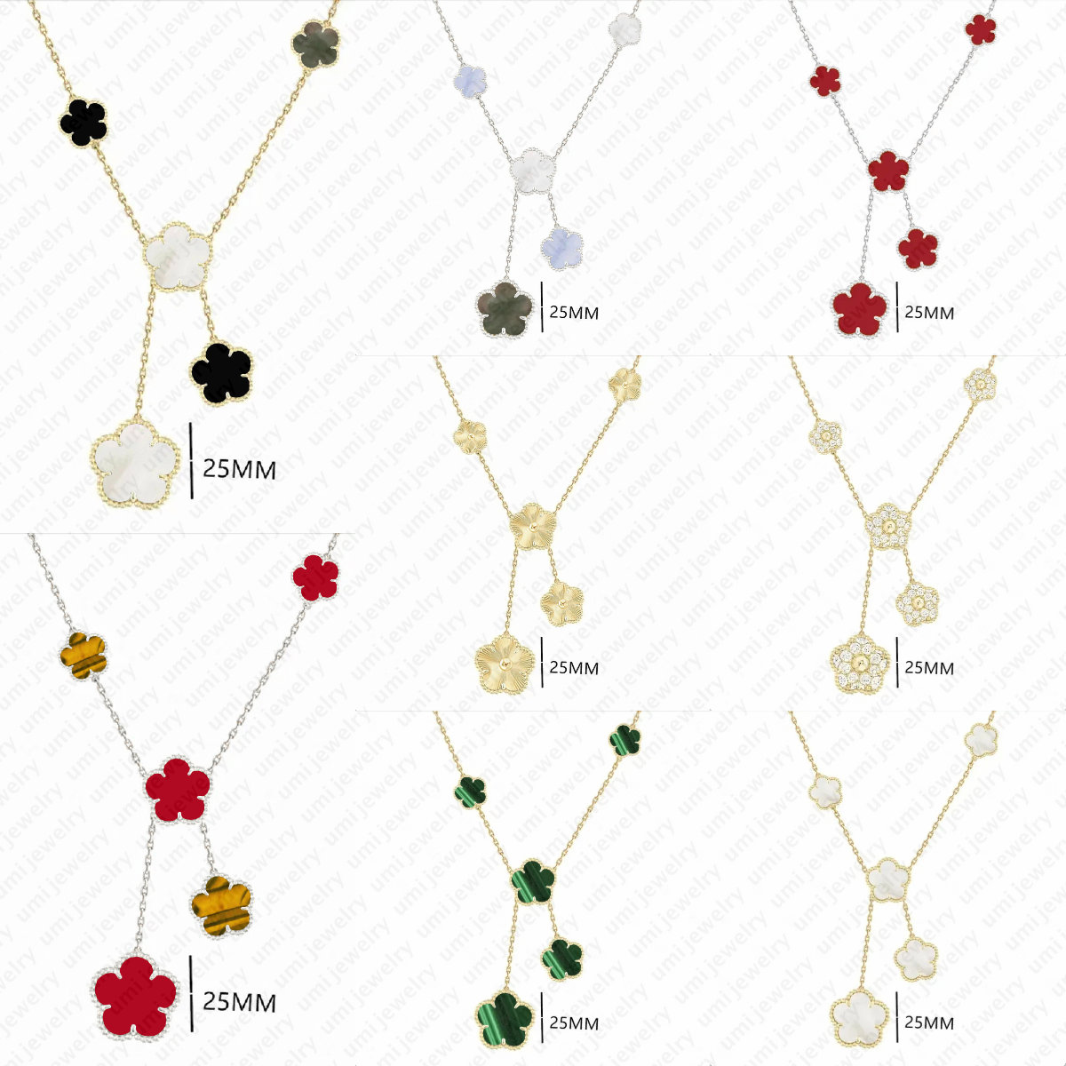 Nouveau collier trèfle bijoux de luxe bijoux de créateur collier femme collier de créateur plusieurs couleurs différentes tailles pendentif fleur