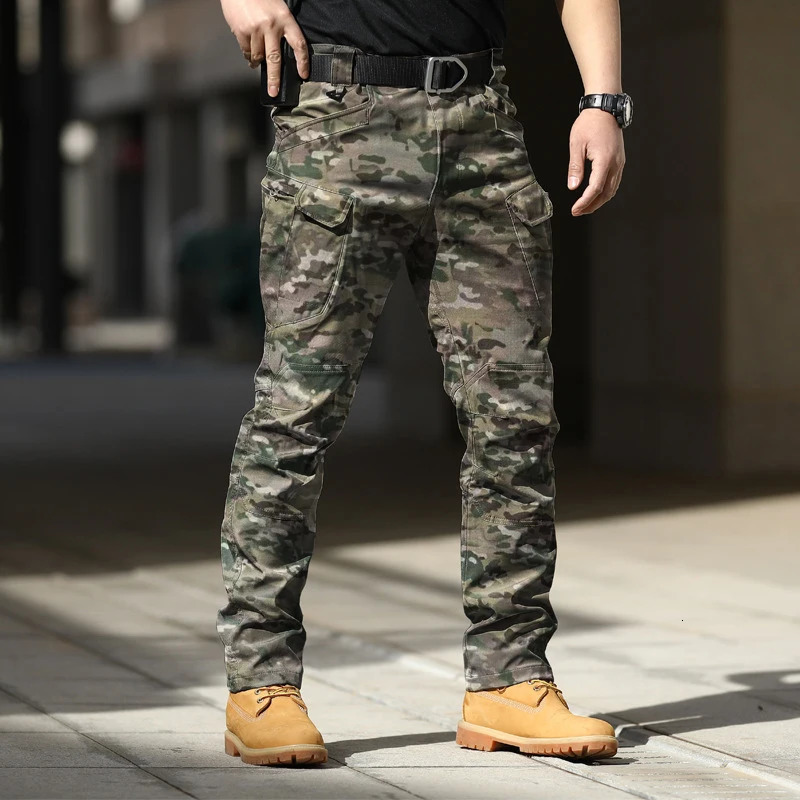 Camouflage de style armée Imprimé slim fit pantalon hommes Fall Pockets de loi