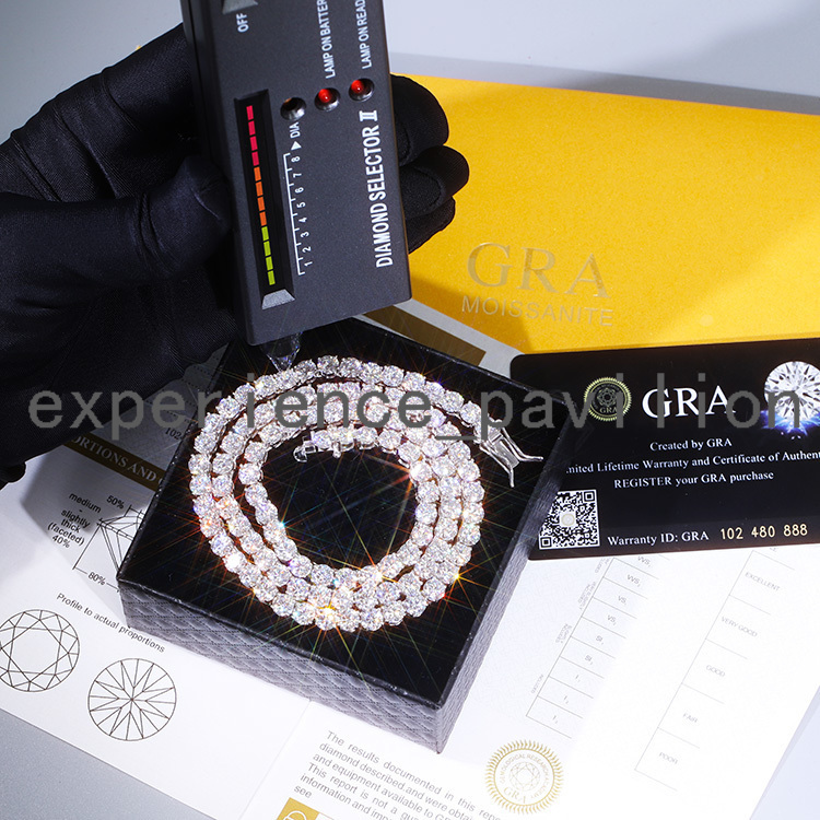 Passed Diamond Tester Tennis Chain S925 Silver with Iced Out Vvs Moissanite Tennis Necklace for Women Necklace
