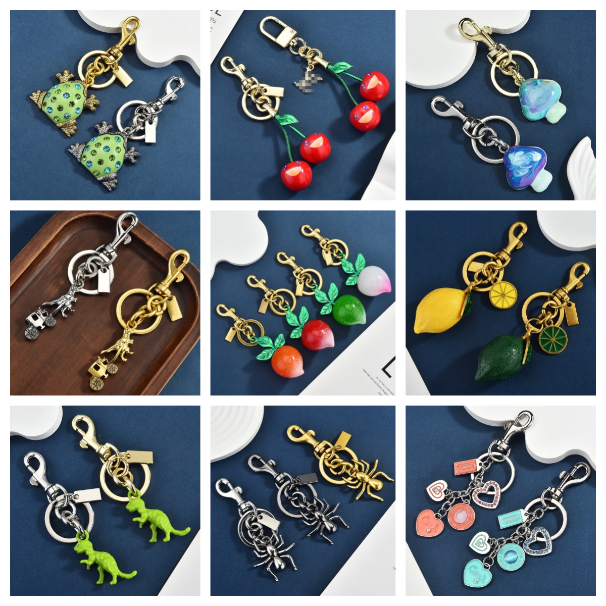 20style Designer Exquisite keychain Keyring For Women Handbag Keychain Fruit Shape Bag Charm Metal Car Key Chain Accessories Gift