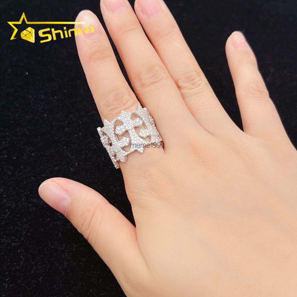 Fashion Jewelry Hip Hop Mens Custom Iced Out 925 Sterling Silver VVS Moissanite Men Ring