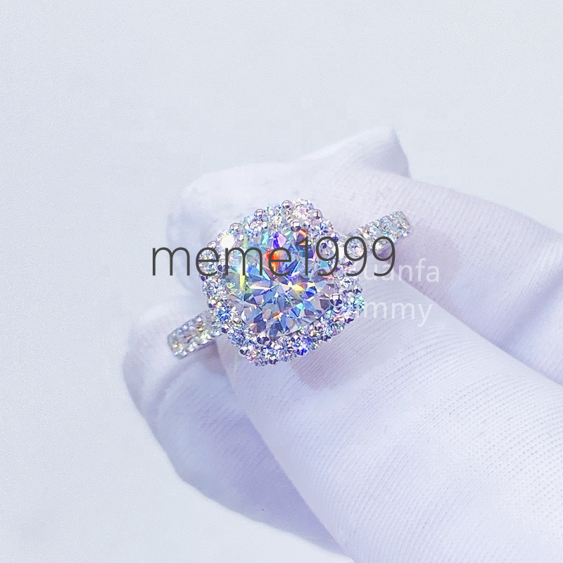 Custom Ring Band Luxury 2Ct Cushion Flawless Moissanite Diamond Engagement Ring 14K Solid Gold Wedding Rings for Women
