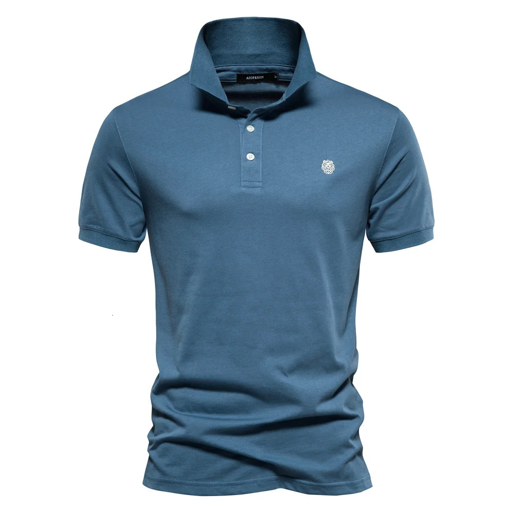 AIOPESON 100 Cotton Embroidery Mens Polo Shirts Solid Color Short Sleeve for Men Summer Social Polos 250820