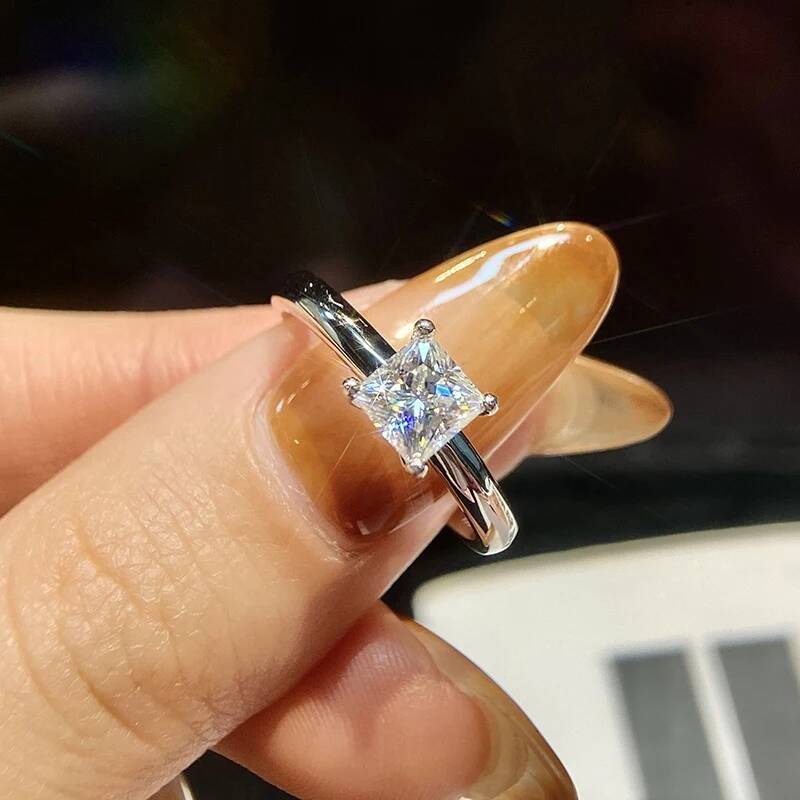 KNB 1CT Princesss Four Claws Moissanite Diamond Rings For Women Real 925 Sterling Silver Engagement Wedding Luxury Fine Jewelry