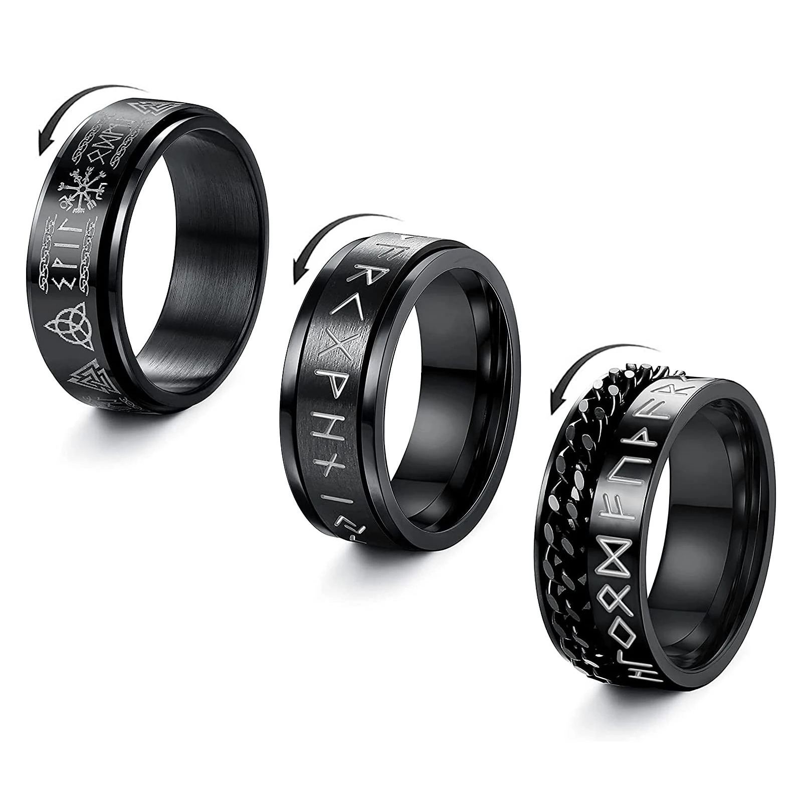 Vintage Stainless Steel Odin Norse Viking Rune Rings For Men Women Cool Spinner Fidgets Rings Retro Nordic Amulet Jewelry Gifts 250815