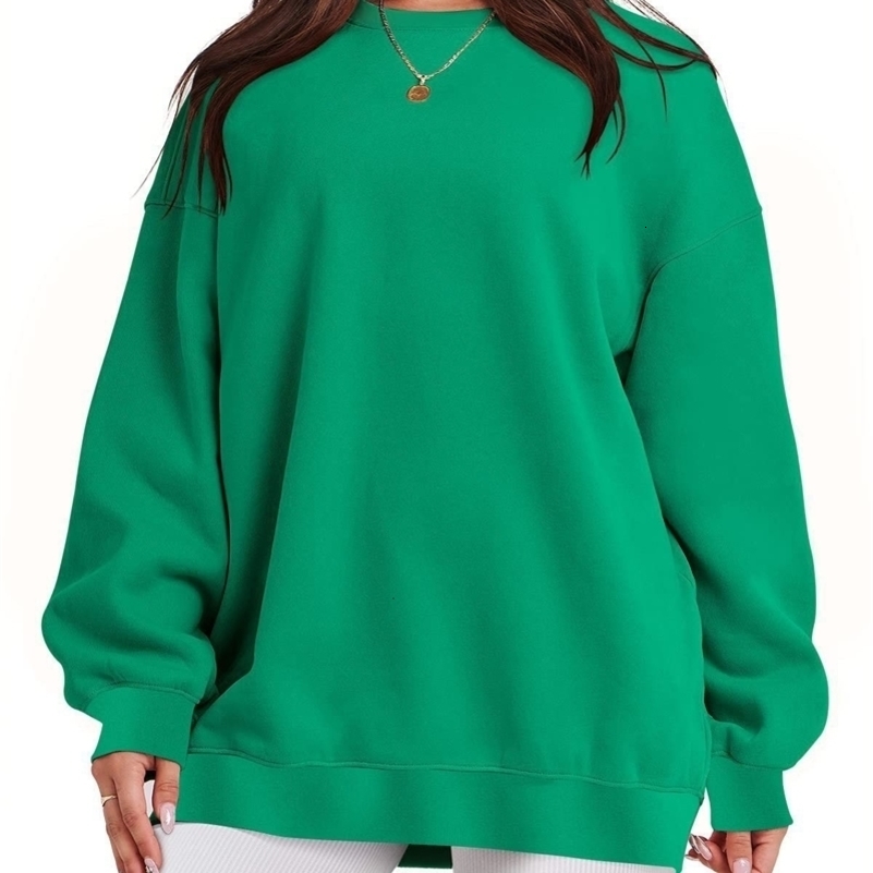 Cross Border European and American womens Oversized Loose Fitting Sweatshirt Long Sleeved Round Neck Pullover Top 250814