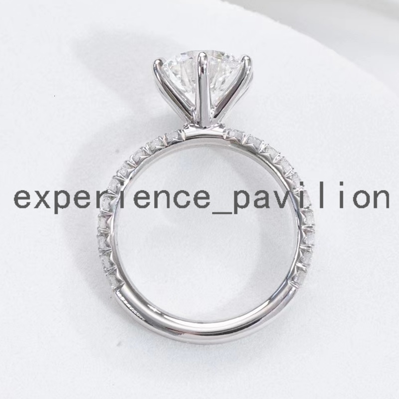 Custom 18K Solid Gold White 2.5CT Round Moissanite Diamond French Pave 6 Prongs Ring Moissanite Jewelry Rings Set