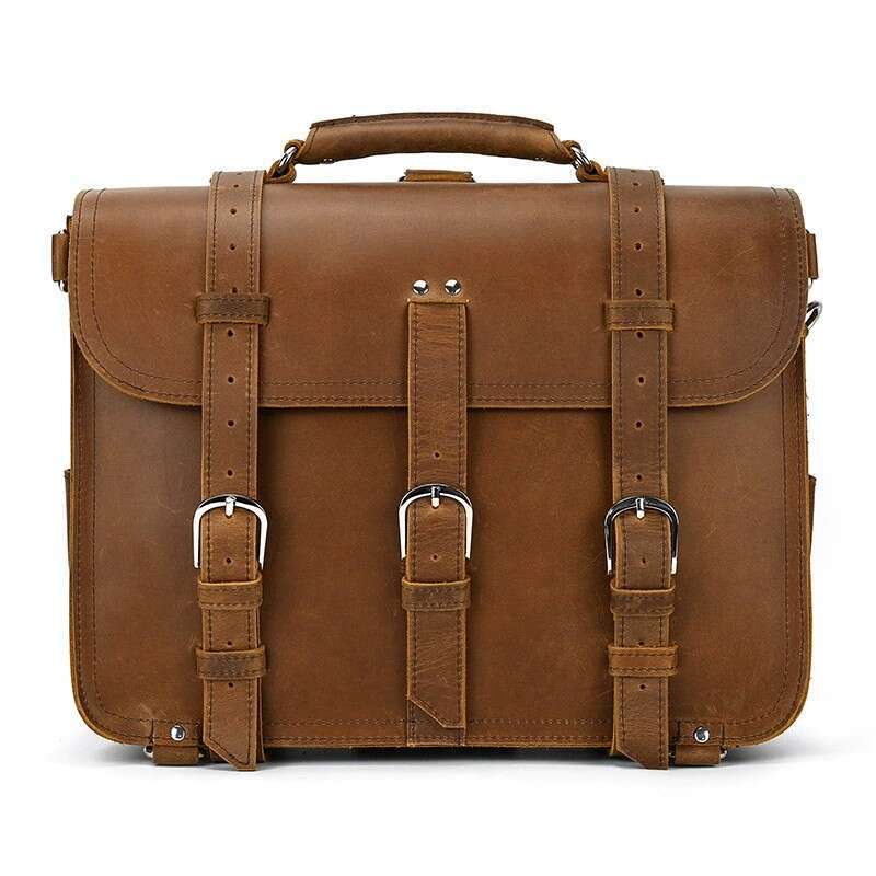 Crazy Horse porte-documents en cuir véritable sac à dos personnalisé pour hommes sac à main de grande capacité sac à bandoulière