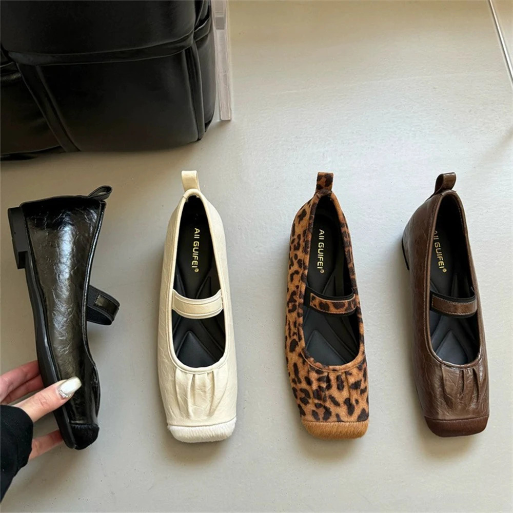 Womens Dress Square Toe Flats Ballet Comfort Soft Slip On Casual Leopard Flat Shoes for Work Daily 1.18 Inches Inner Height 250820