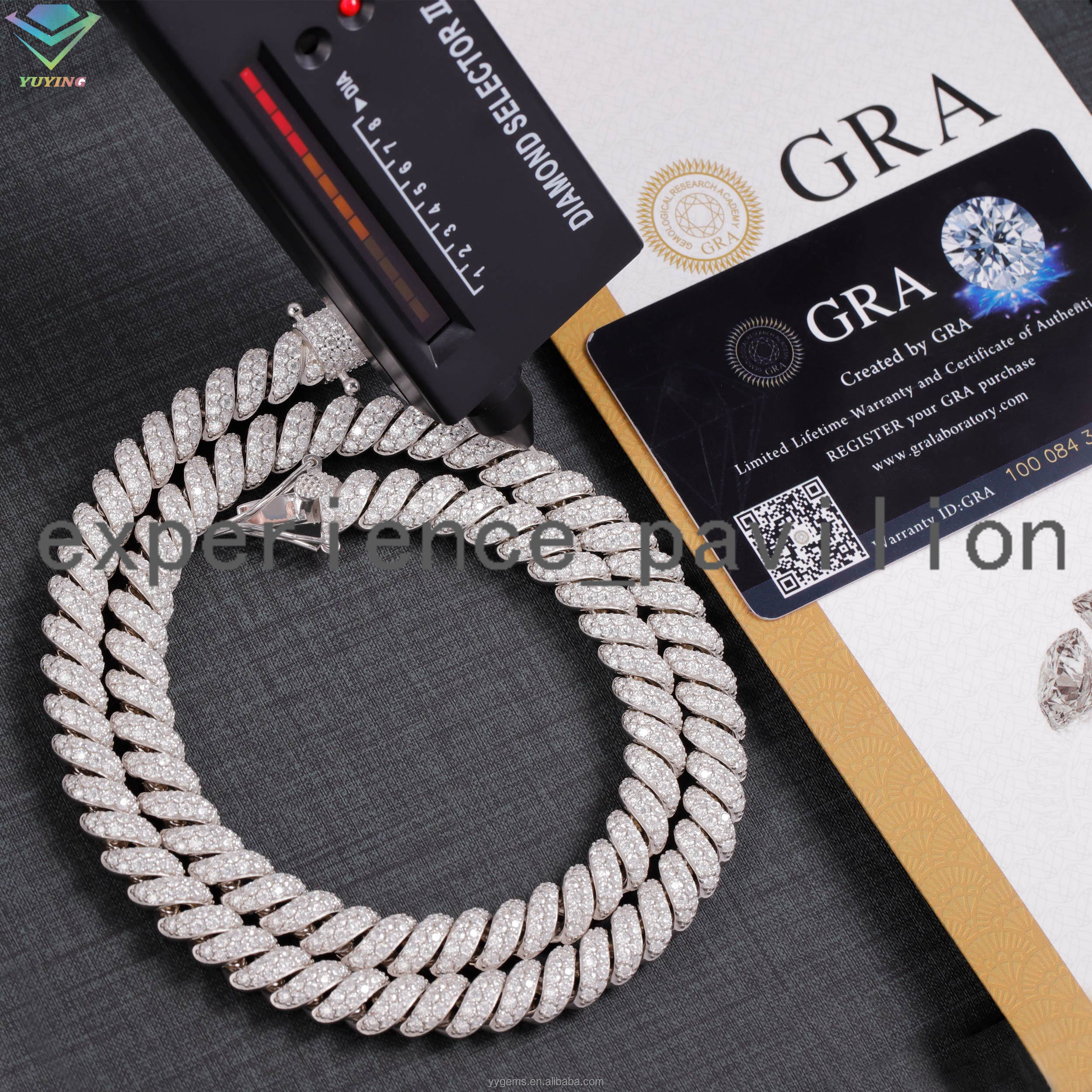 New Design 925 Sterling Silver Moissanite Chain Hip Hop Necklace for Men 100% Pass Tester VVS Moissanite Cuban Link Chain