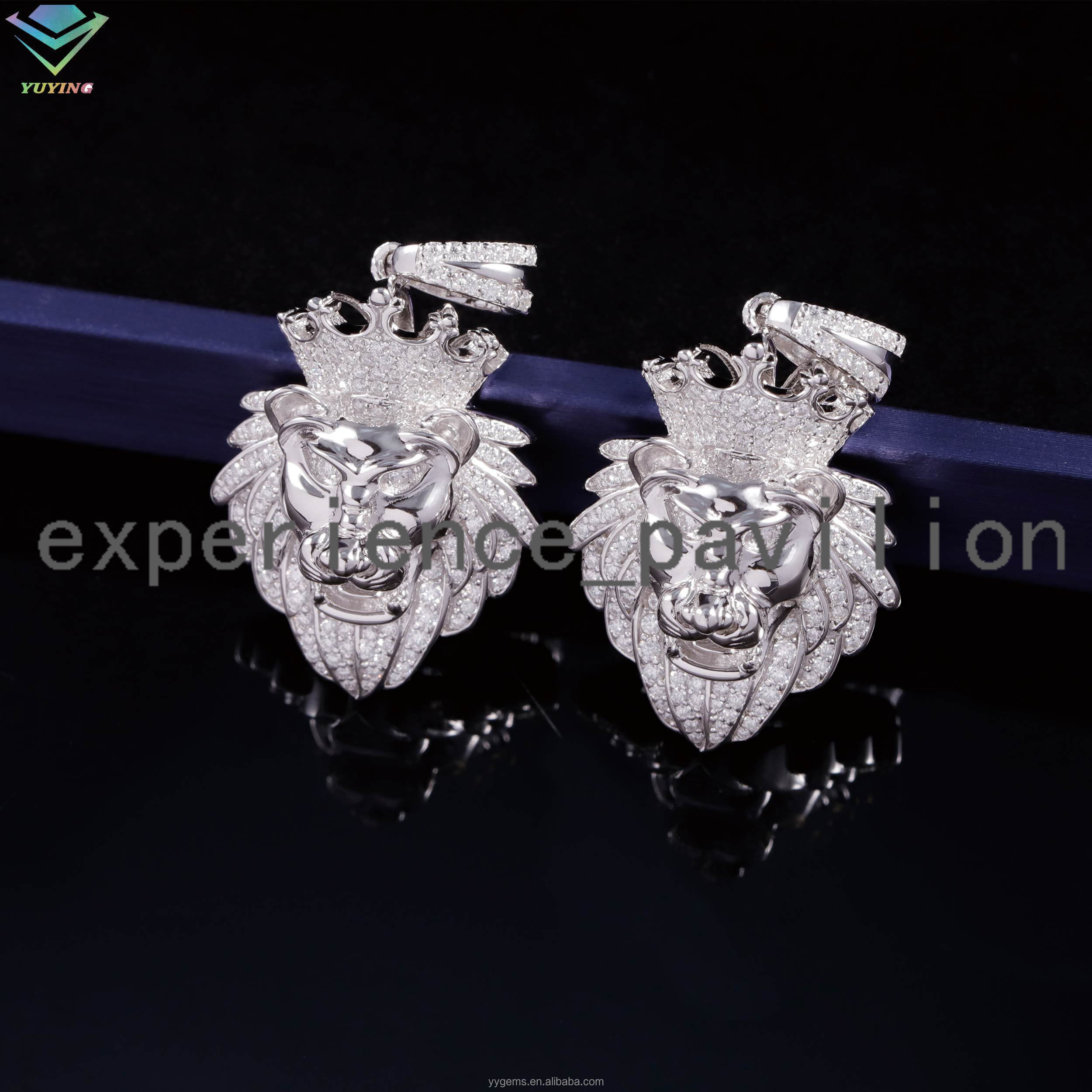 Design Lion Pendant VVS Moissanite Diamond 925 Silver Material Pendant for Mans Hiphop Jewelry