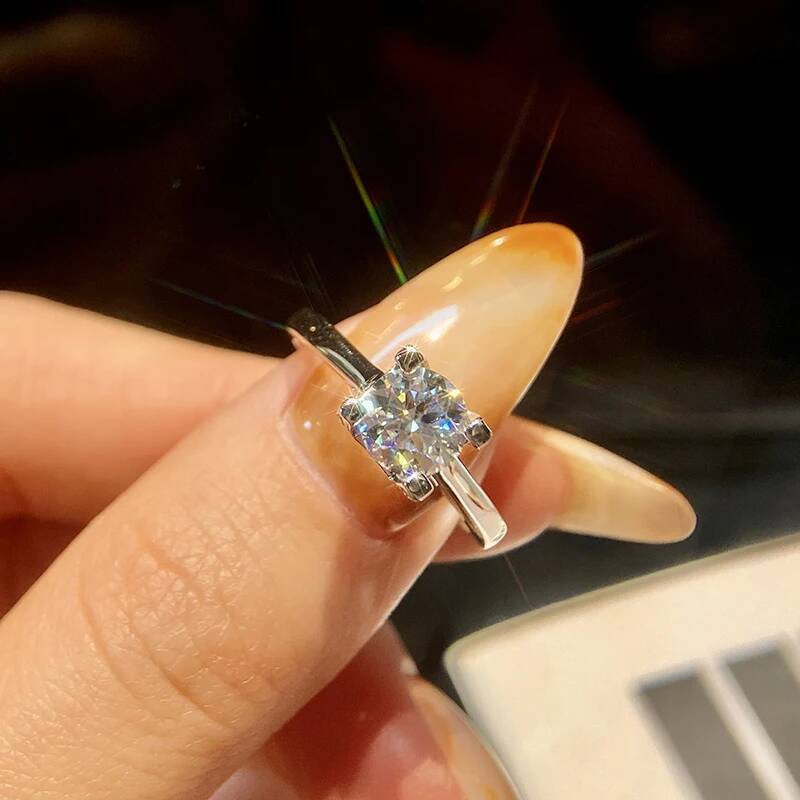 KNB 1CT Sparkling Moissanite Diamond Wedding Rings For Women Engagement Gift Real 925 Sterling Silver Best Quality Fine Jewelry