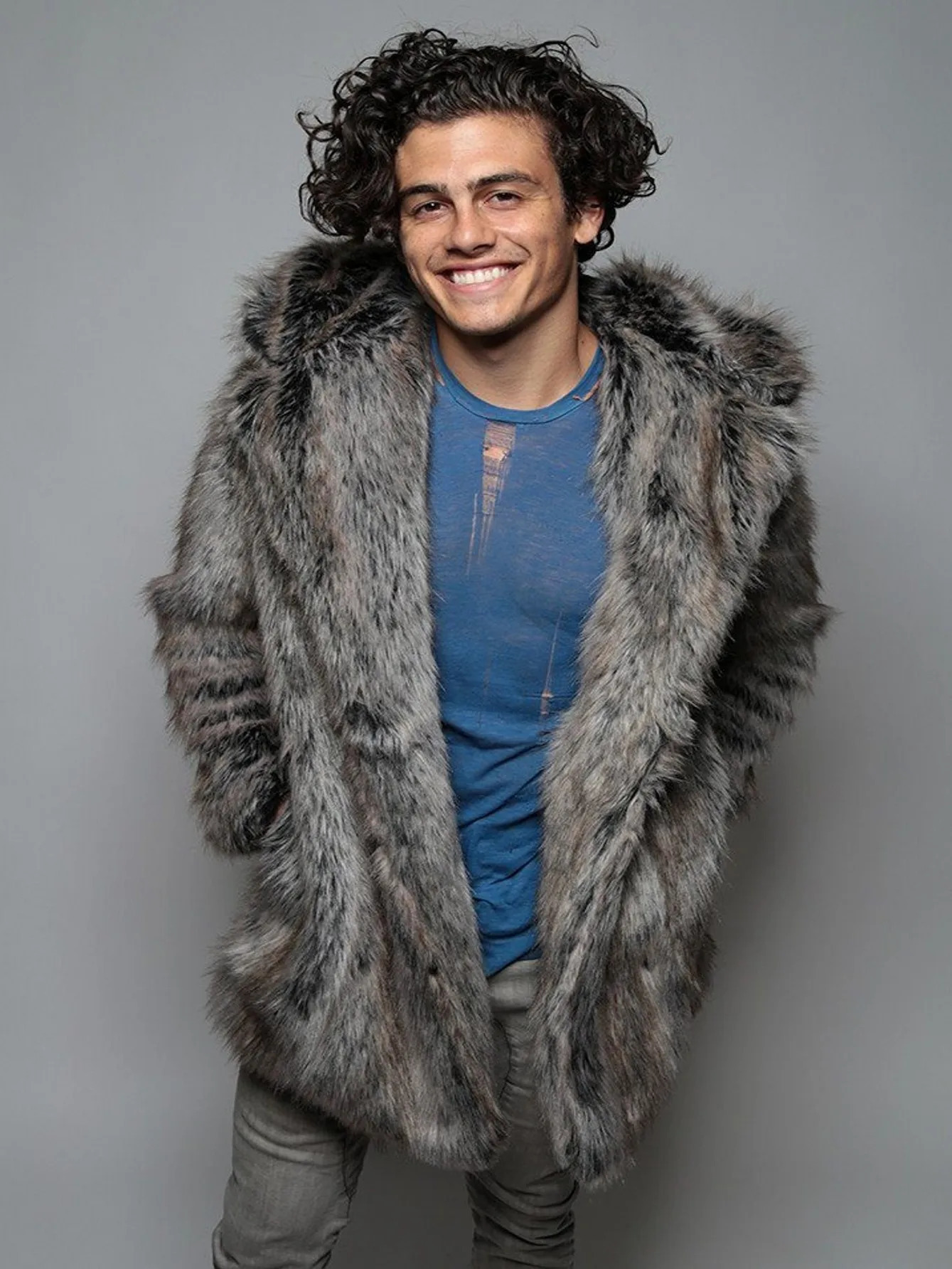 Autumn-winter Mens Faux Fur Coat Long Hooded Thick Warm Fluffy Faux Fox Fur Jacket Long Sleeve Puffa Jacket For Men 250818