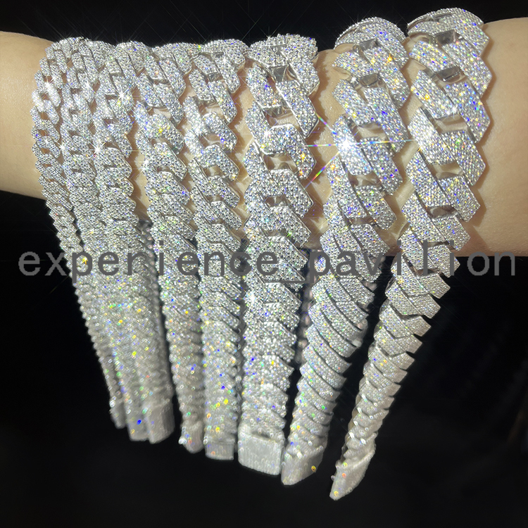 Fashion Jewelry Iced Out Moissanite Diamond Chain S925 Sterling Silver Cuban Link Chain with GRA Certidicate