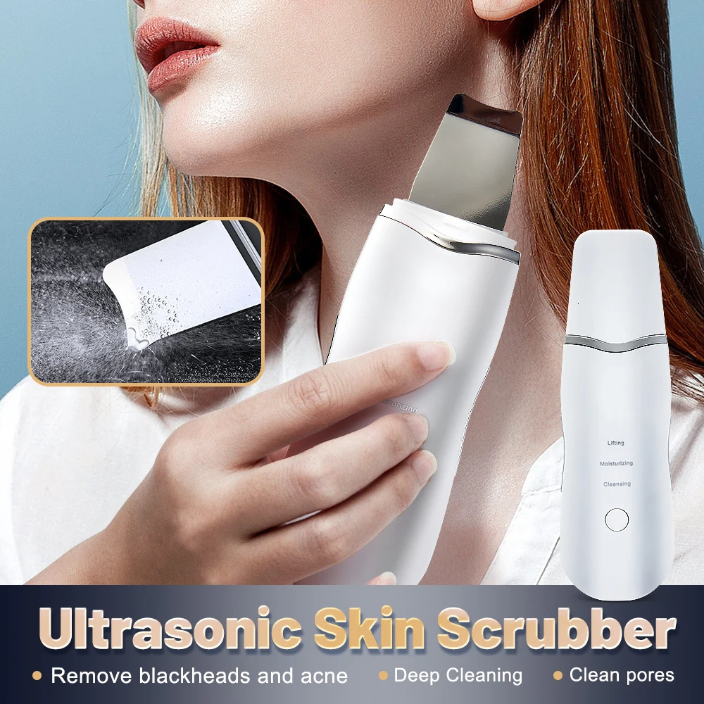 Ultrasonic Skin Scrubber Peeling Blackhead Remover Deep Face Cleaning Acne Pore Cleaner Facial Shovel Cleanser EMS Microcurrent 250819