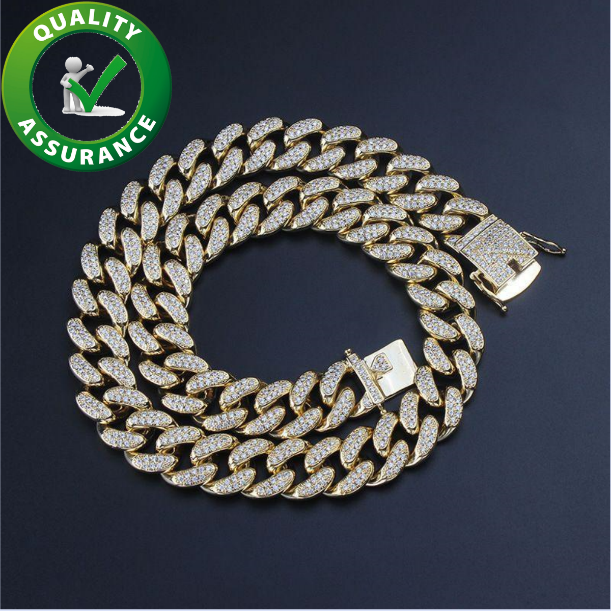12mm Cuban Link Chain Diamond Necklace Mens Designer Hip Hop Cubic Zircon CZ Iced Out Jewelry For Man Birthday Gift Rapper Rock Accessories