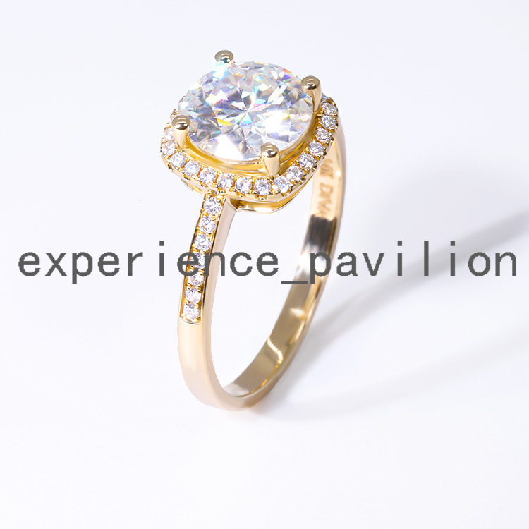 Profession Jewelry Design Solitaire 18K Gold 2CT Diamond Round Moissanite Halo Ring Wedding Engagement Rings