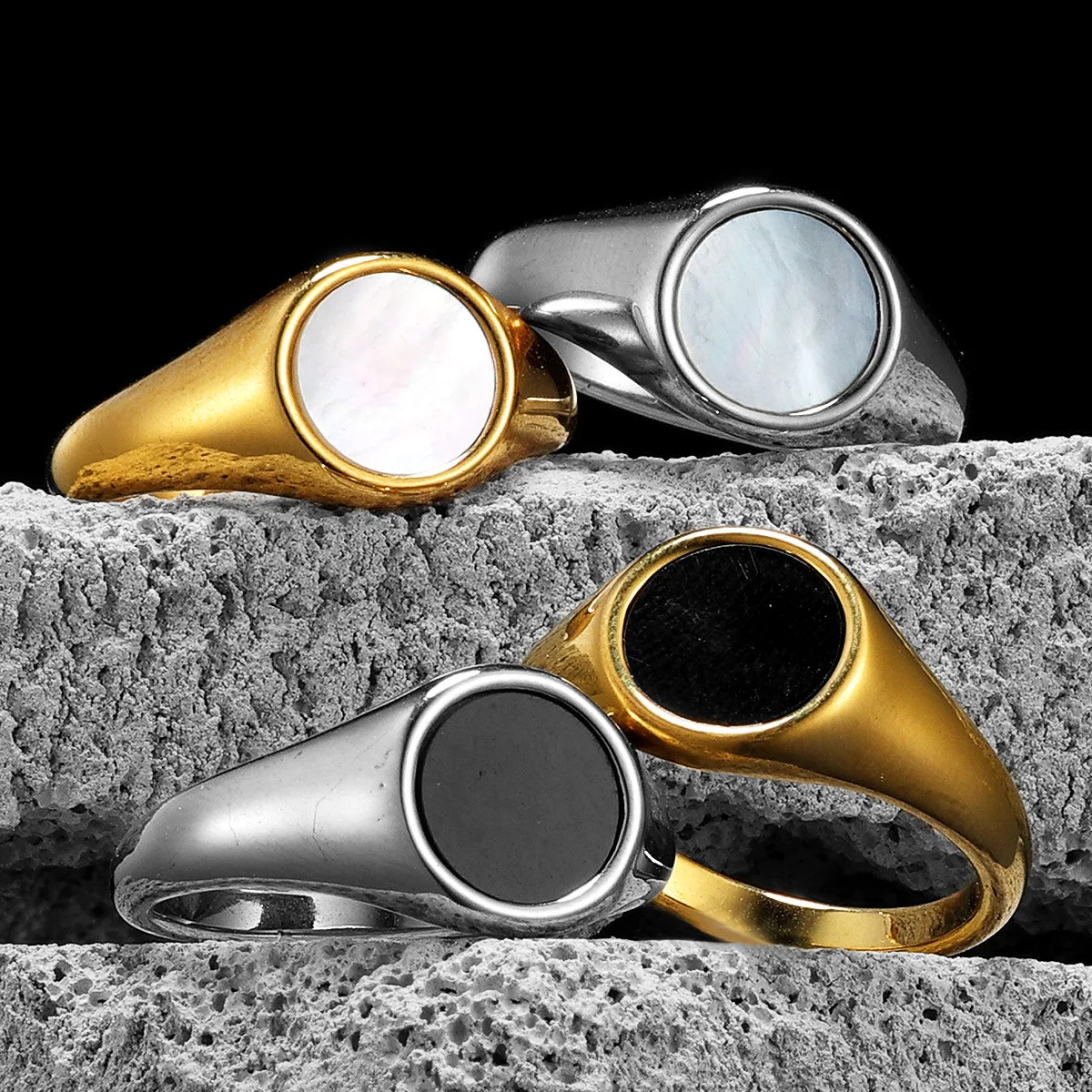 Aesthetic Shell Men Rings Stainless Steel Women Jewelry Simple Punk Rock Cool Stuff Fashion Accessories Gift Wholesale 250815