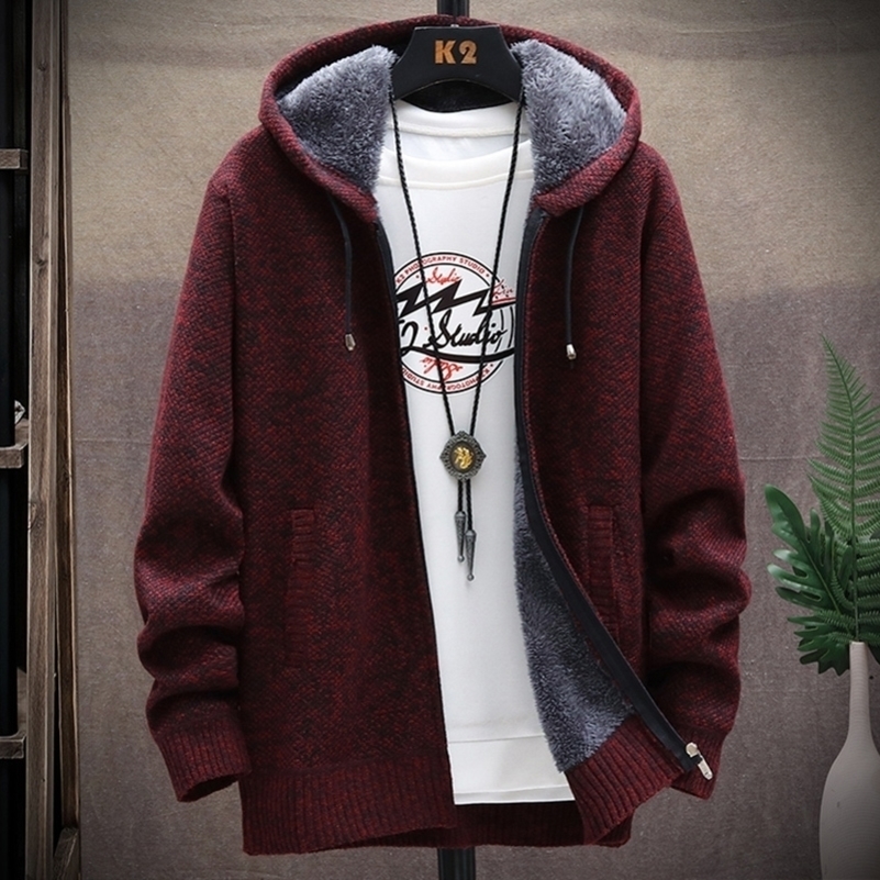 Autumn and Winter mens wool jacket plush thickened classic vintage cardigan Hoodie casual loose tops 250814