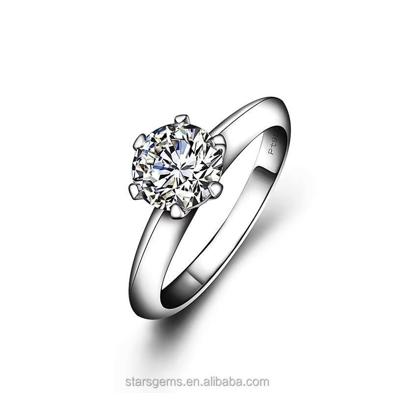 14K 18k Solid Gold Jewelry Classic Style 6 Prongs Setting 3EX Quality 1CT Size Moissanite Lab Grown Diamond Ring