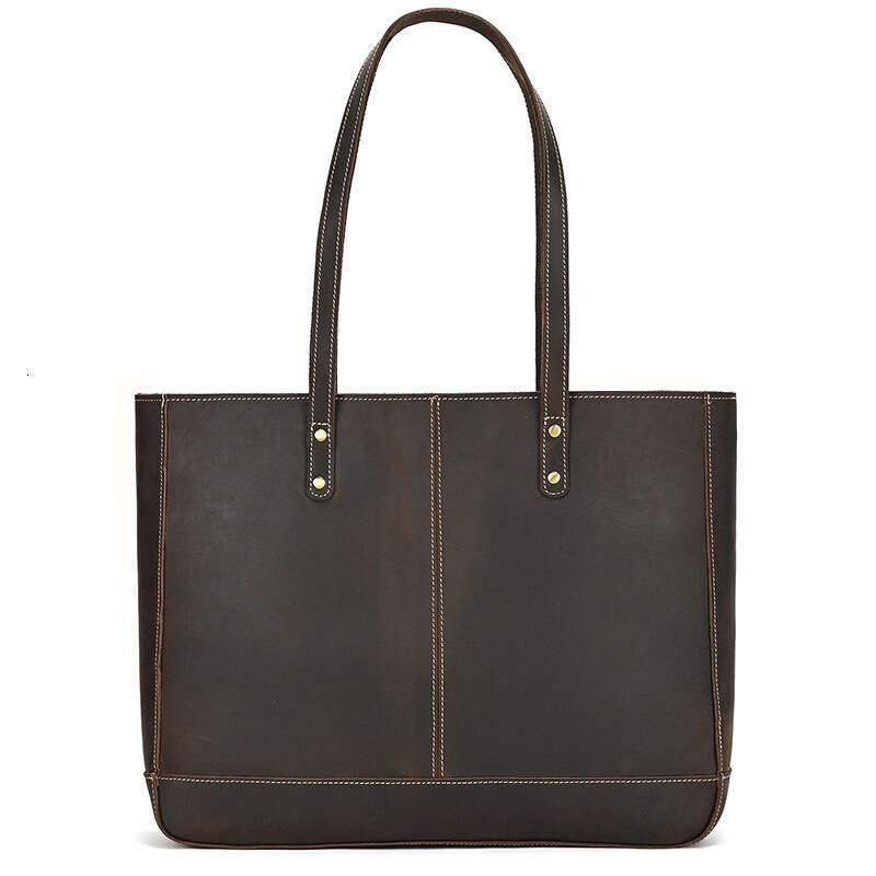 Crazy Horse Tote for Women and Men Genuine Leather Shoulder Business Casual Large Capacity Handbag Men's Bag