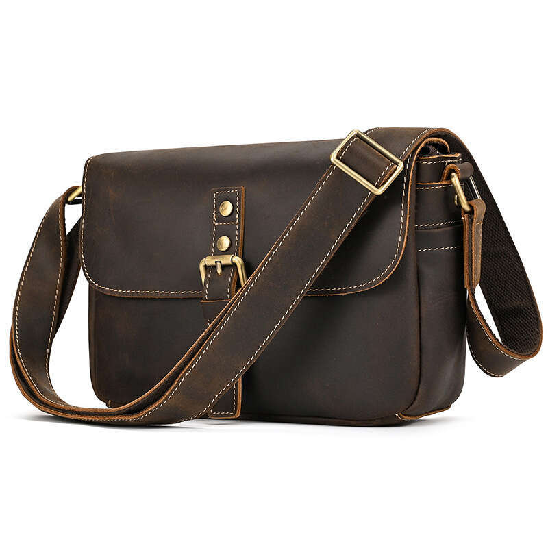 TikTok New Handmade Genuine Crazy Horse Leather Casual Shoulder Spring Summer Fashion Small Crossbody Bag