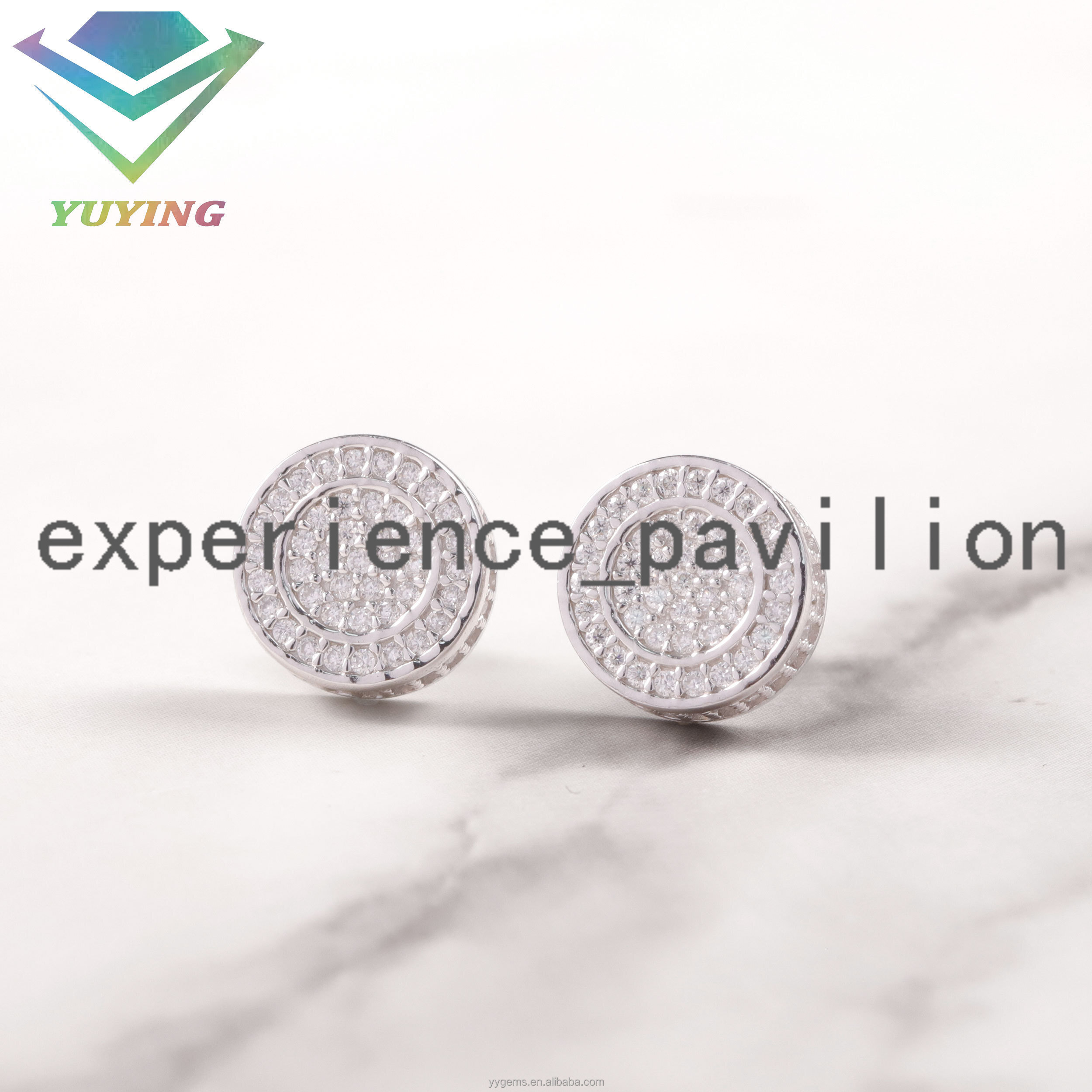 Fashion Jewelry Earrings S925 Silver Free Fire Moissanite Round Earrings White Gold Plated Passed Diamond test Women Stud