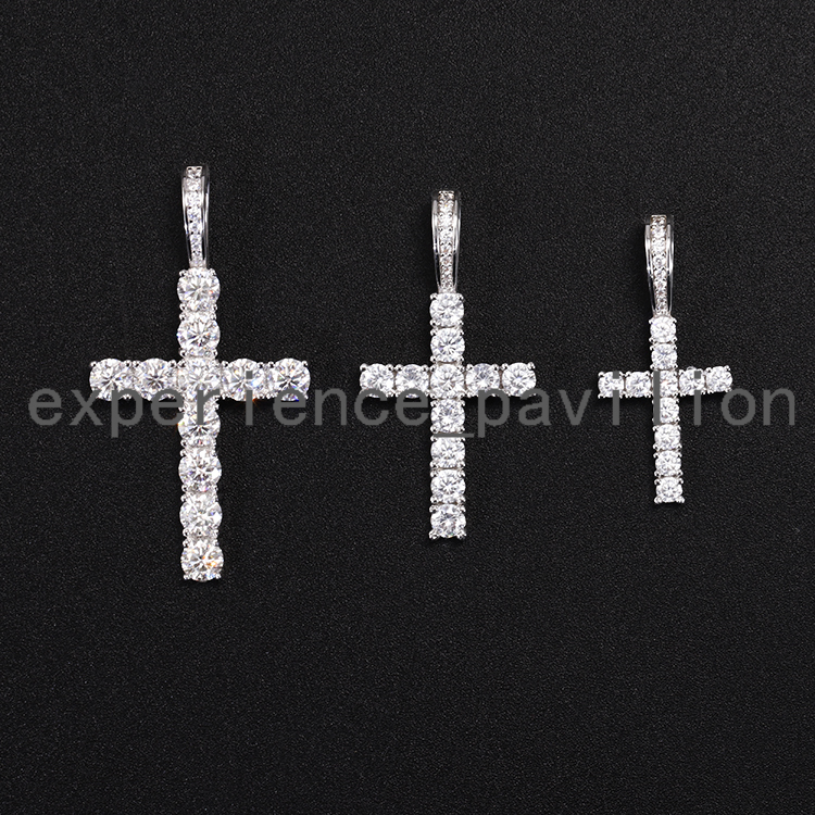Hot-sale VVS Diamond Cross Pendant D GRA Moissanite S925 Silver Gold Plate Custom Pendant for Cuban Necklace